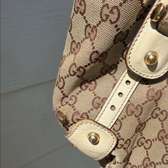 Gucci Pelham Beige GG Canvas Shoulder Bag with Braided Straps - Picture 7 of 11
